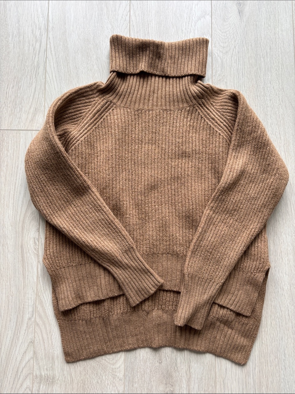 Aritzia Ribbed Turtleneck Sweater in Warm Brown
